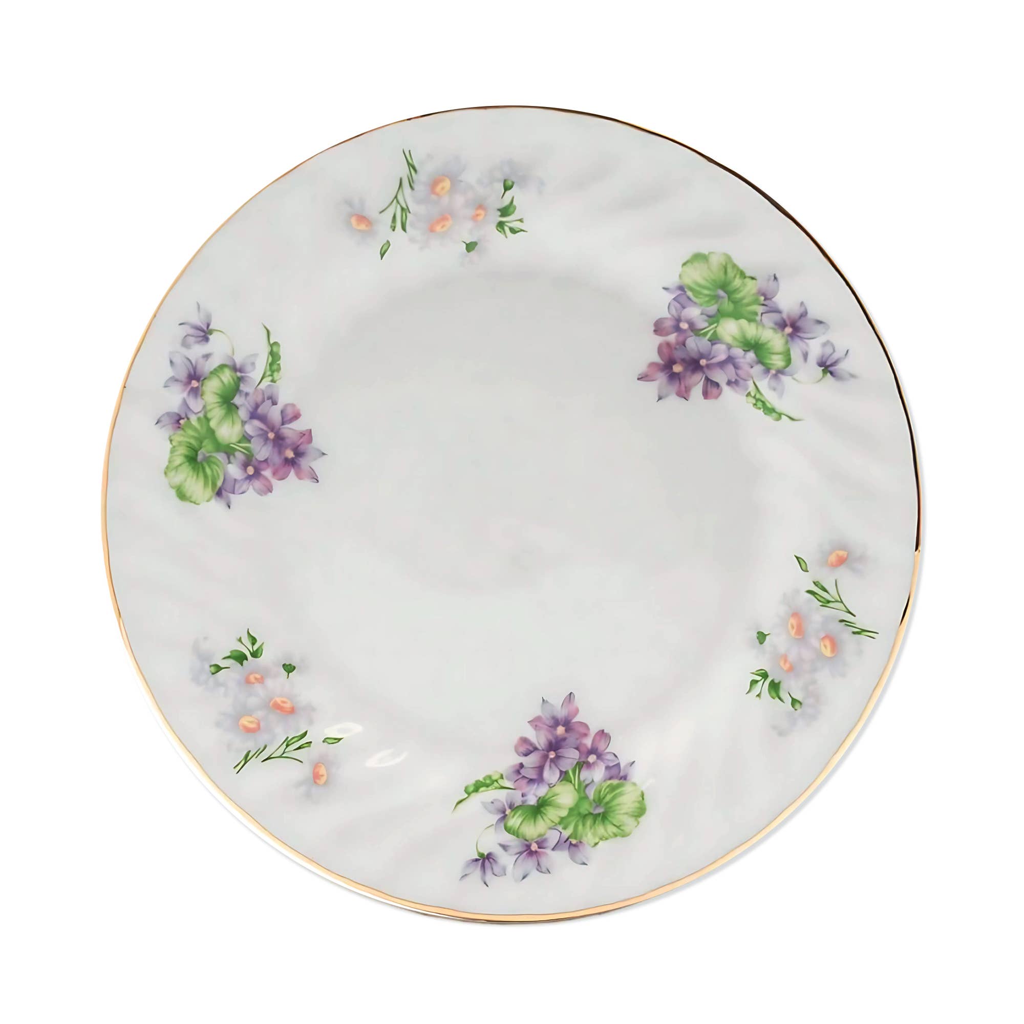Lynns - Wholesale Dinner Plate - *Floral 7½-Inch Porcelain Dessert Plate with Rippled Swirls2