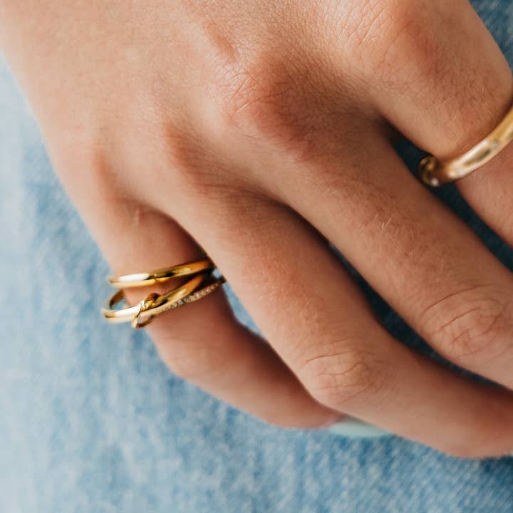 Pretty Simple - Wholesale Band/Stacked Ring - Layered In Diamonds Ring - WATERPROOF