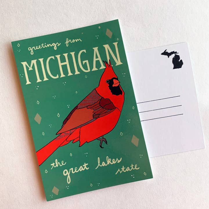 Michigan kardinal vykort - Bird brevpapper Souvenir för wholesale av Made by Nilina