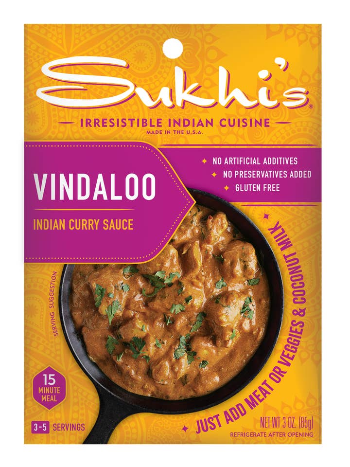 Vindaloo Indian Curry Sauce 3oz (6 pack) for wholesale by Sukhi's Gourmet Indian Foods