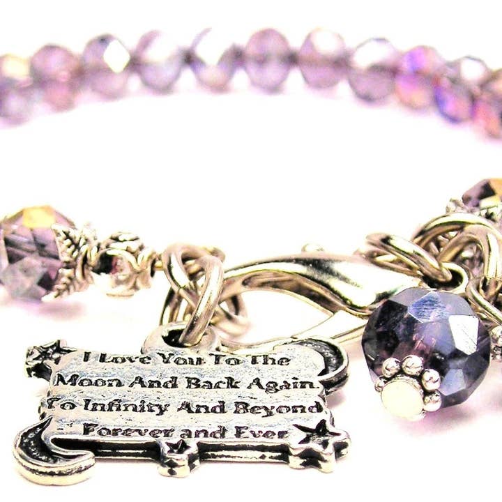 I Love You to the Moon Splash of Color Crystal Armband voor wholesale door Chubby Chico Charms