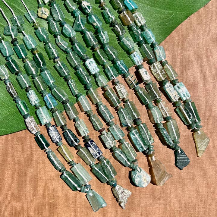 Bead Goes On - Wholesale Beads - Silk Road Roman Glass Flat Rectangle Bead Strands