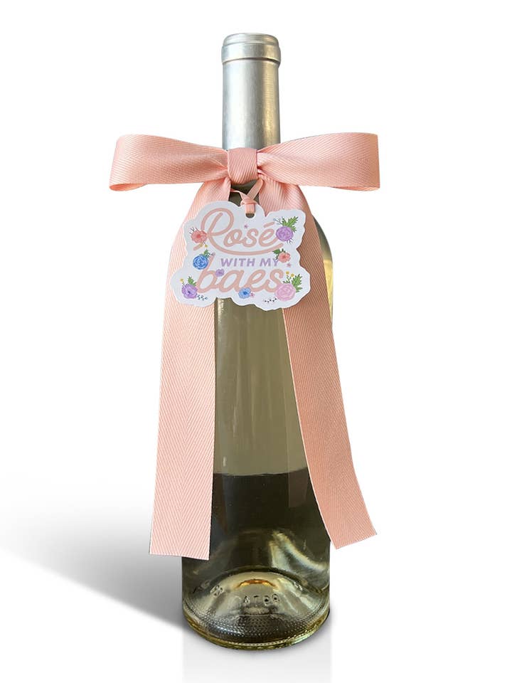 Bouteille Arc + Étiquette - Rose avec mes Baes pêche pour la vente par Wrapido!