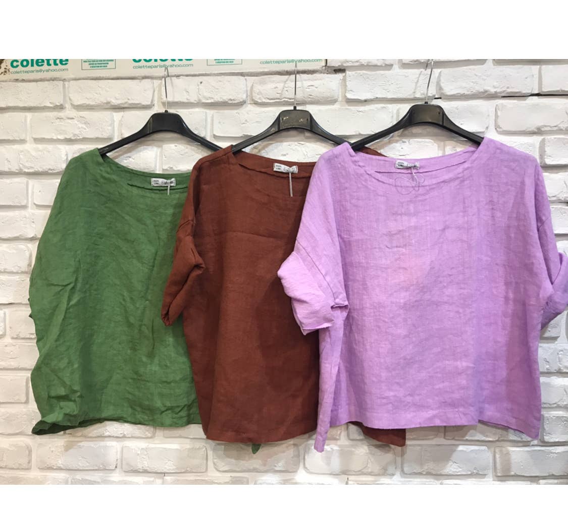 la maison des fibres naturelles - Wholesale Blouse - Women's - Round neck linen top 659005 100% linen33