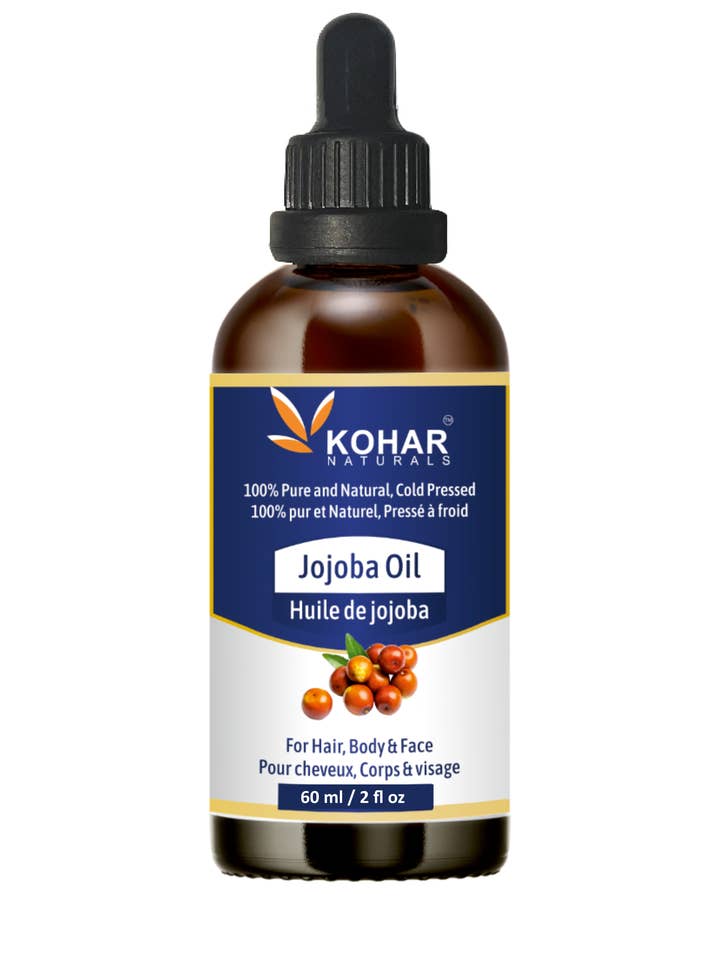 100% Pure Natuurlijke Koudgeperste Jojoba-olie. 60 ml voor wholesale door KOHAR NATURALS