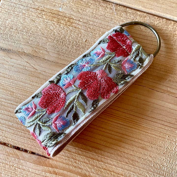Temple of Treasure - Wholesale Keychain - Women's - Rosebud flora ~ floral fabric keychain ~ gifting