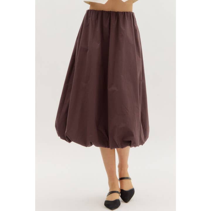Jupe midi à ourlet bouffant solide pour la vente par STYLE USA