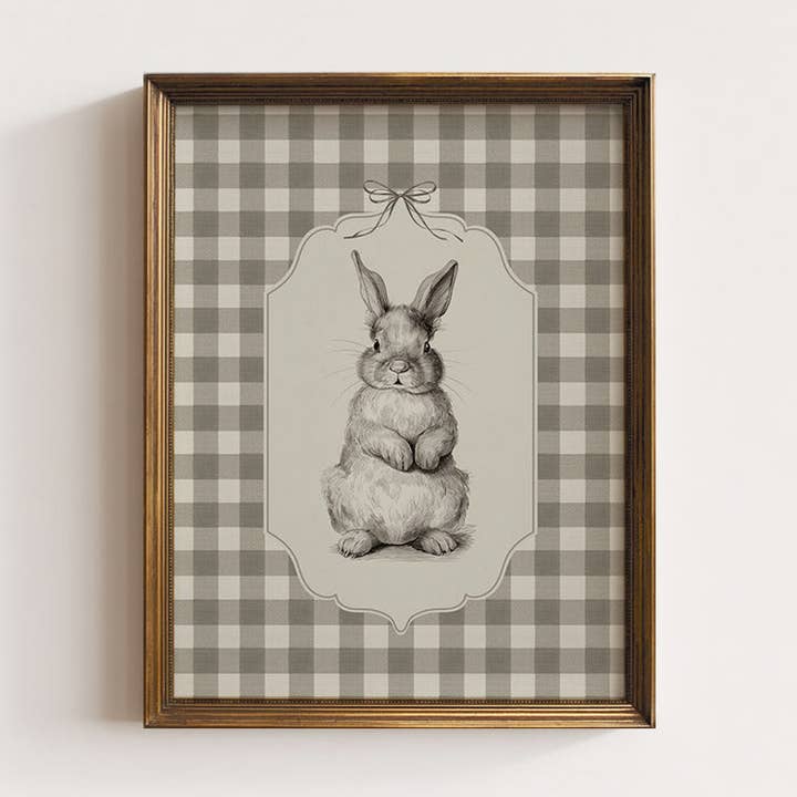 Taupe ternet kanin skitse kunsttryk for engroshandel hos Paper House Print Shop