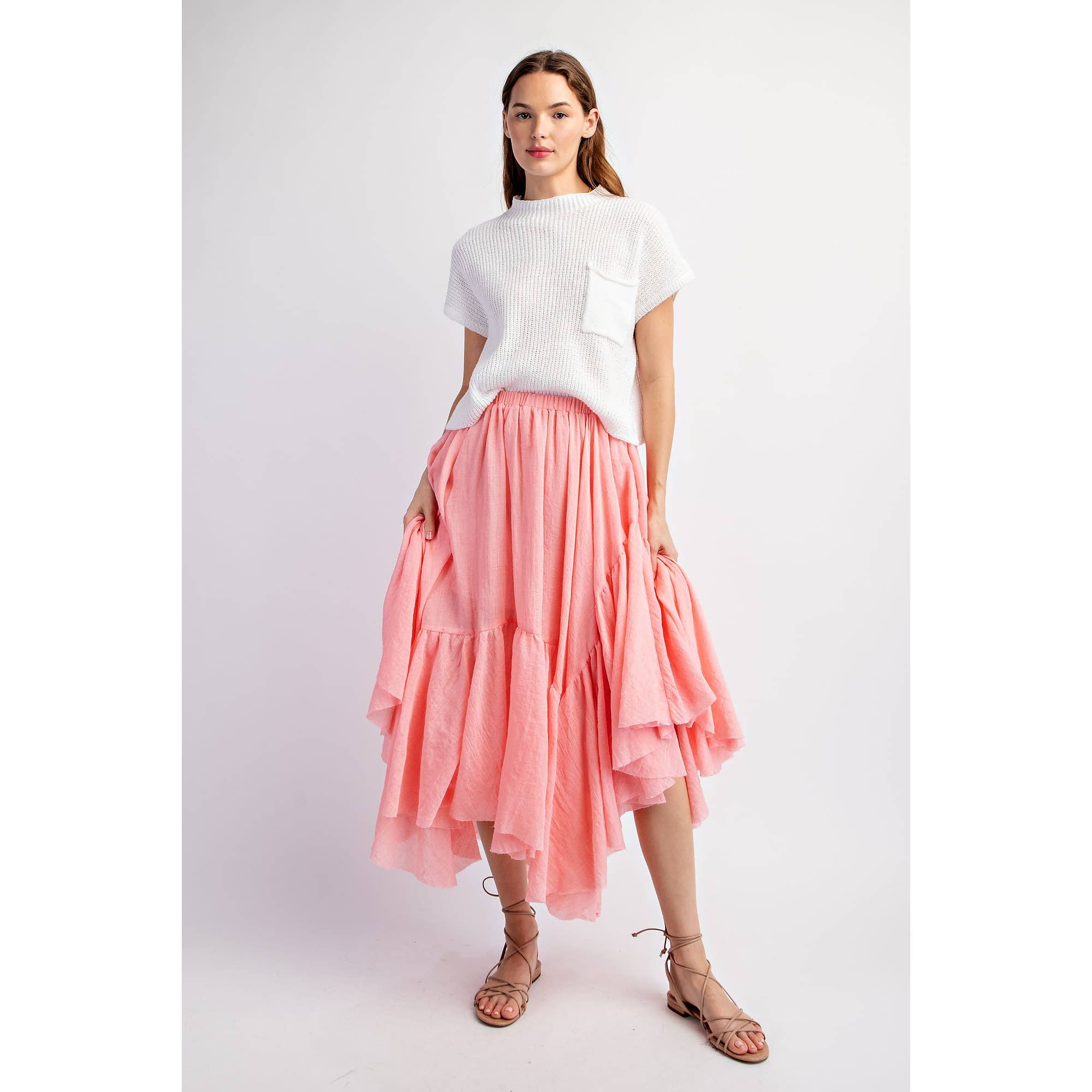Sweet Generis - Wholesale Skirt - Women's - ASYMMETRICAL RAW-EDGE RUCHED UNEVEN HEMLINE SKIRT5