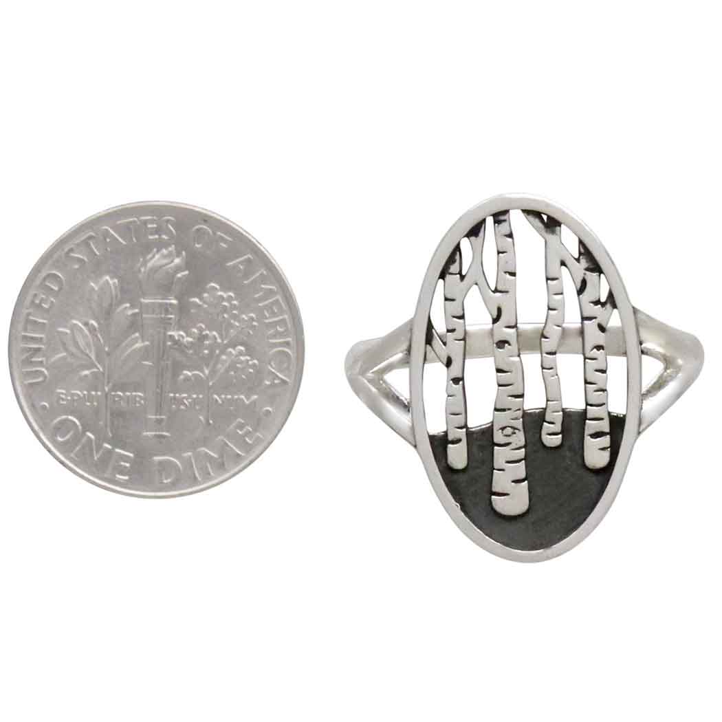 Nina Designs - Wholesale Cocktail/Statement Ring - Sterling Silver Birch Forest Oval Ring3