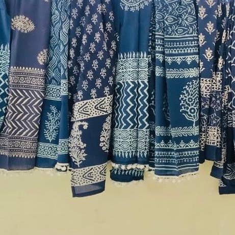 The Indian Bazaar - Wholesale Scarf - Women's - Stole / Scarf - Indigo Hand Block Printed - Any Design