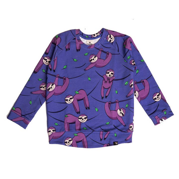 SWEATSHIRT PURPLE SLOTH for wholesale by Mullido