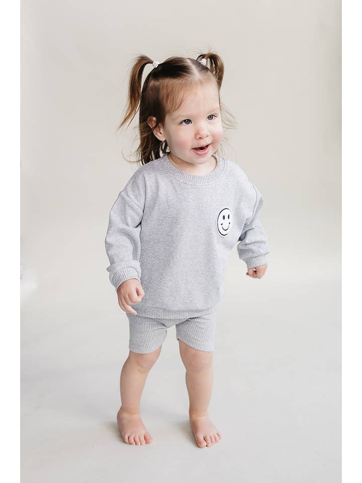 Lucky Panda Kids - Wholesale Top & Short Set - Kids - Baby & Kids Biker Shorts Set | Gray1