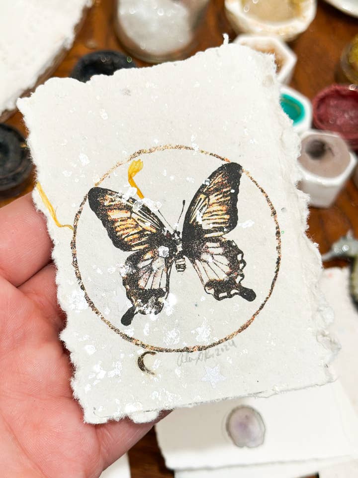 Small Butterfly Print on Handmade Paper / ACEO for wholesale by Alexa K