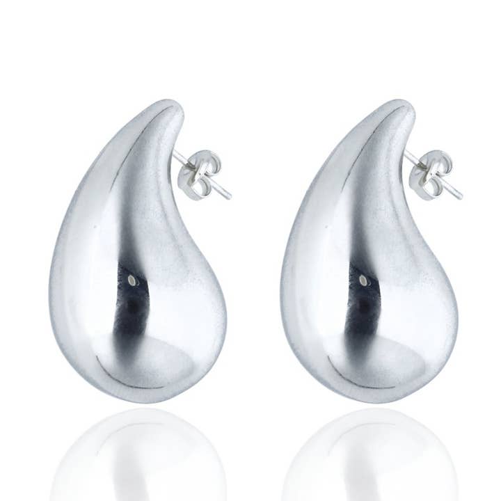 Brincos de Aço Gota Sublime Médios por atacado de Las Joyas de Amanda