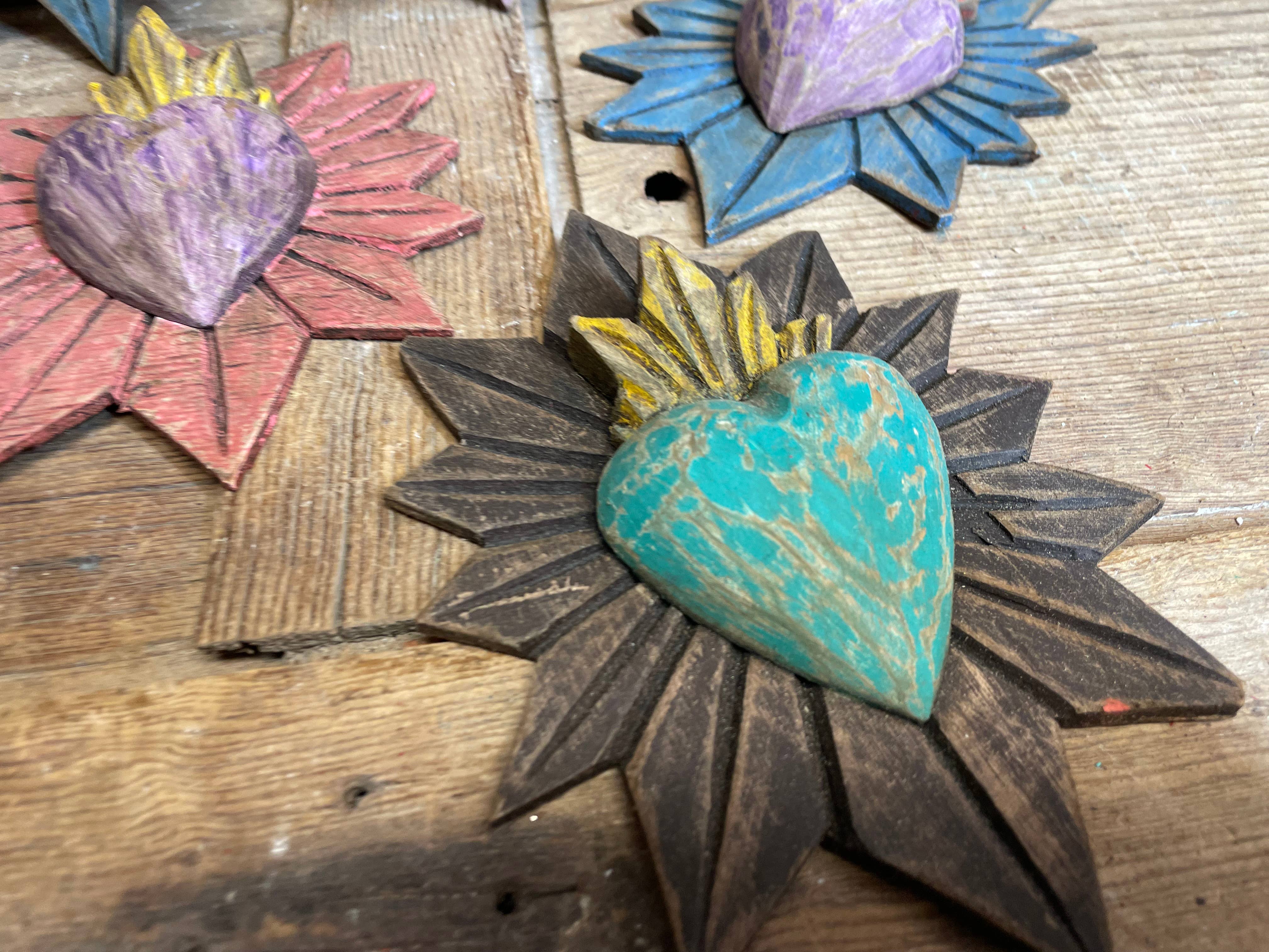 My Amigos Imports - Wholesale Wall Decor - Kids & Baby - Sacred Heart Carved Wall-ER-5Wx7H-Assorted Colors1