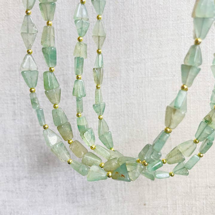 Green Aventurine Triangle Beaded Necklace for wholesale by Ewelina Pas Jewelry