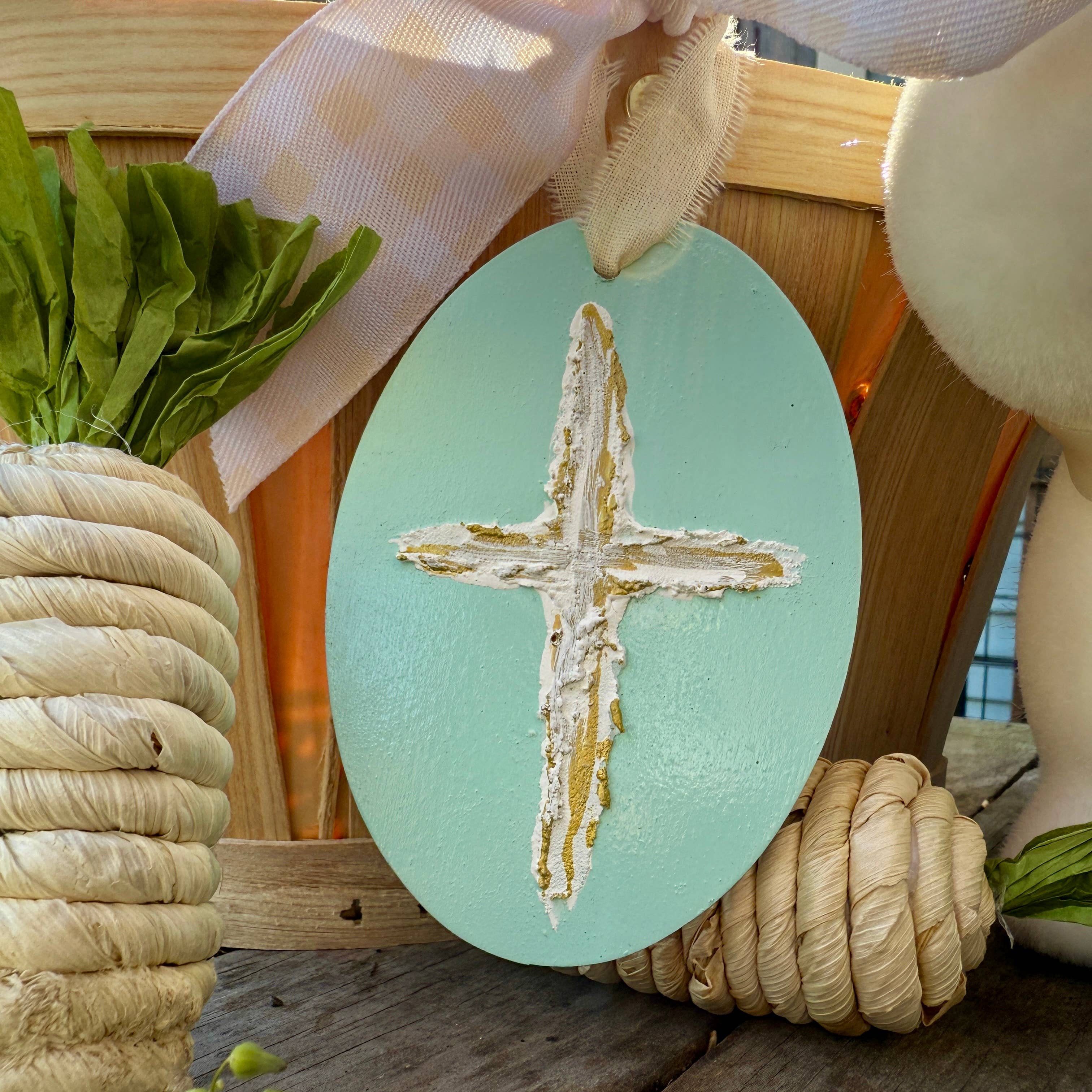 Geaux Magnolia - Wholesale Ornament - Cross Easter Basket Tag Ornament Spring Religious Decor4