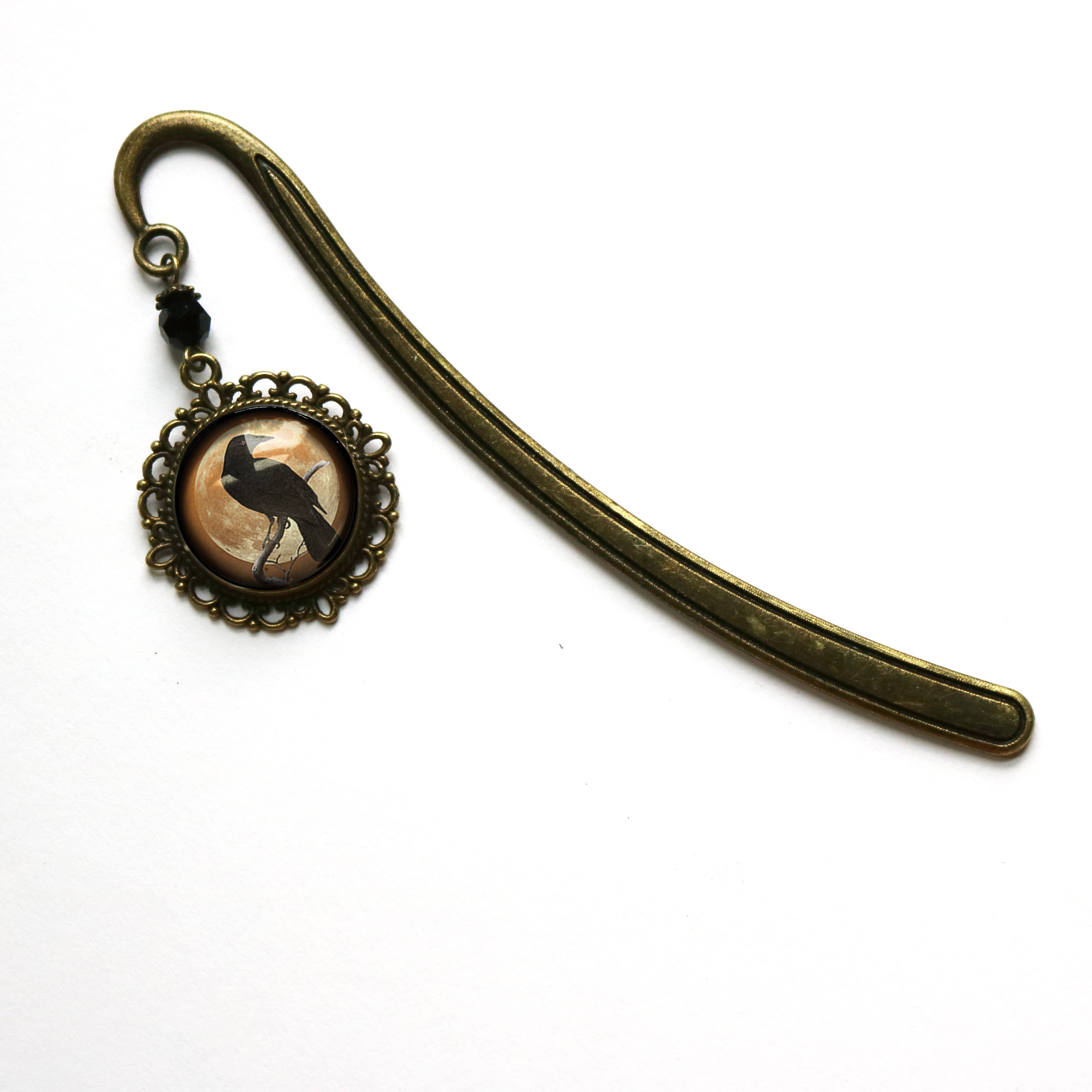 The Divine Iguana - Wholesale Bookmark - Orange Crow or Raven Goth Halloween Bronze Bookmark1