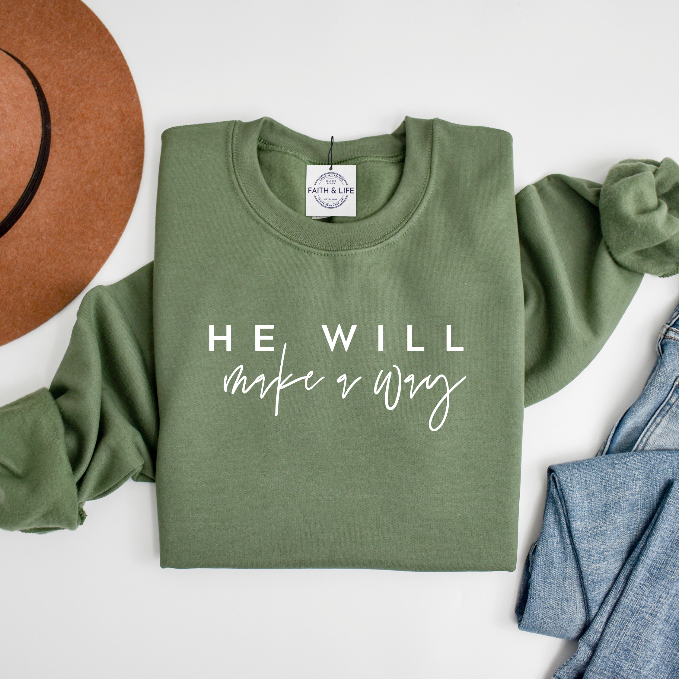 Faith & Life Christian Brands - Wholesale Graphic Sweatshirt - Women's - Isaiah He Will Make A Way New Year Bible Verse Crewneck14