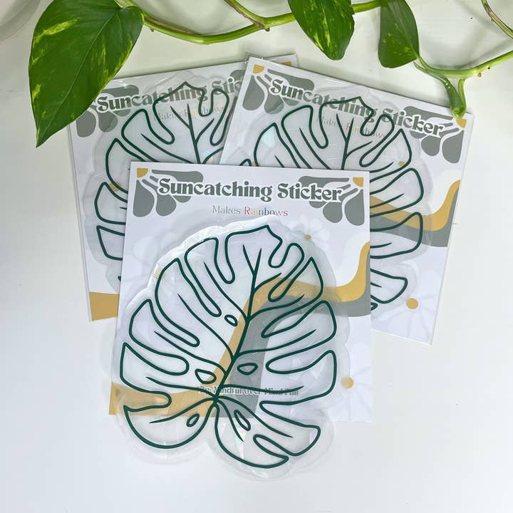 Mindful over Mind Full - Wholesale Suncatcher - Monstera Leaf Suncatcher Sticker | Window Cling | Plants2