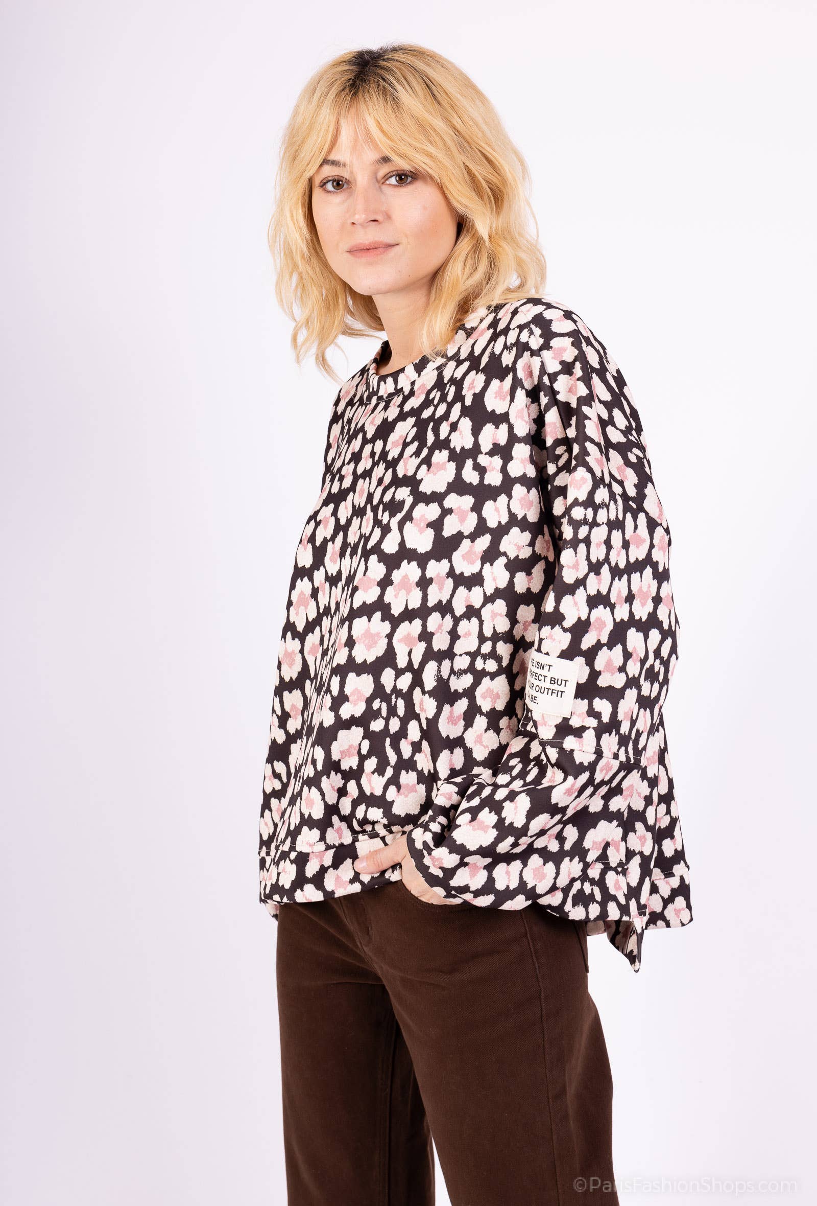 L'Emotion - Wholesale Sweatshirt - Women's - Large Stretch Sweatshirt Round Neck Comfort Floral Pattern6