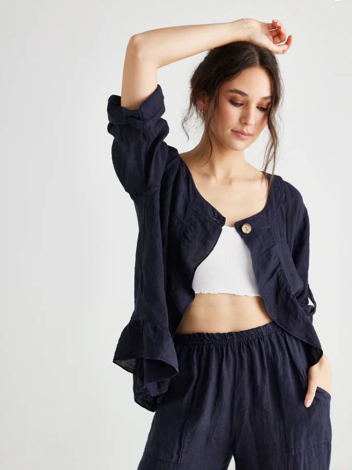 DAMER - Fifi kort flæsejakke i linned for engroshandel hos Miss Rose Sister Violet