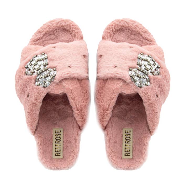 The Fefe Nude Luxury Plush Diamanté Embellished Handmade Slipper | RETTROSE | for wholesale on Faire