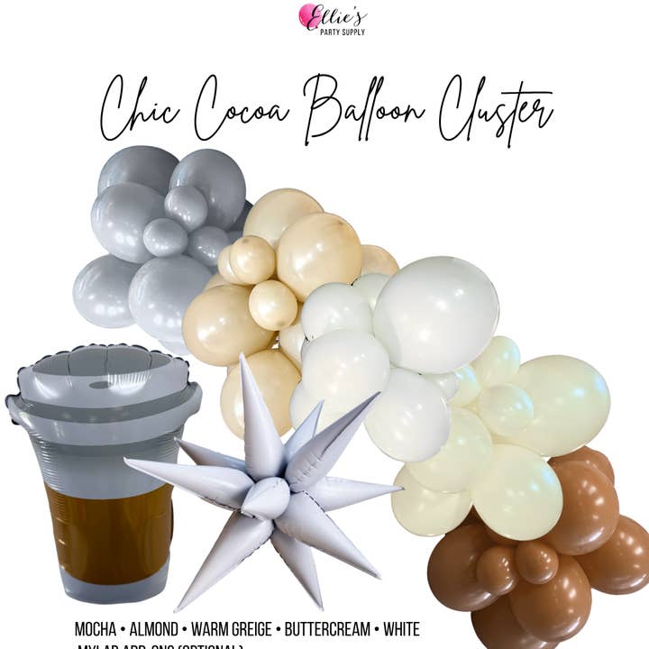 Chic Kakao Ballon Klynge Guirlande for engroshandel hos Ellie's Party Supply