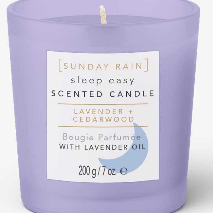 Sunday Rain Sleep Easy Lavender and Cedarwood Soy Candle, with Aromatherapy Oils, Up to 40 Hours Burn Time, Refreshing & Calming Fragrance, 265g for wholesale by Beauty Goddess