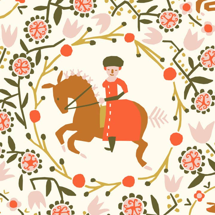 Afternoon Trot Tomato Organic Cotton 10 Yard Bolt for wholesale by Little House Cottons