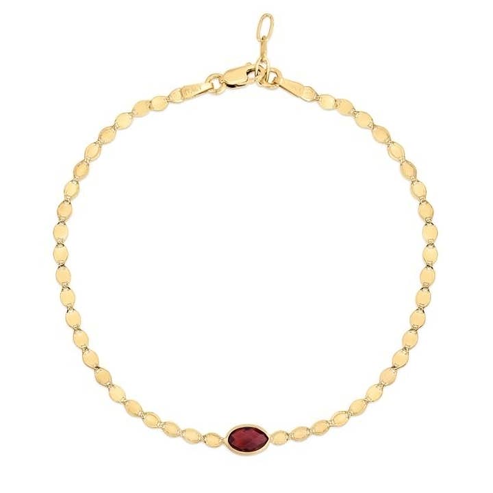 14K Garnet Mirrored Chain Bracelet, Birthstone Bracelet for wholesale by PureYou Jewelry