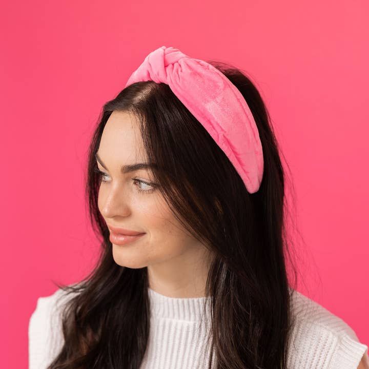 Headband Knot - Velvet - Pink for wholesale by Golden Lily