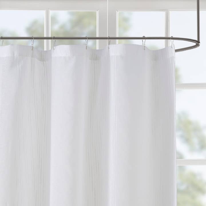 Olliix - Wholesale Shower Curtain - Striped Sheer Shower Curtain, White Bathroom Shower Curtain2