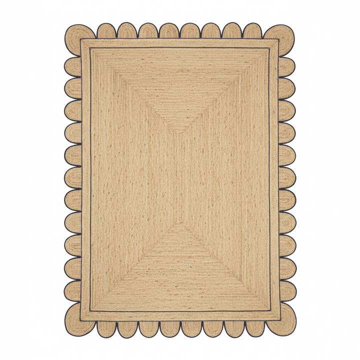 Håndlavet marineblå kammeret jutetæppe for engroshandel hos Maia Homes