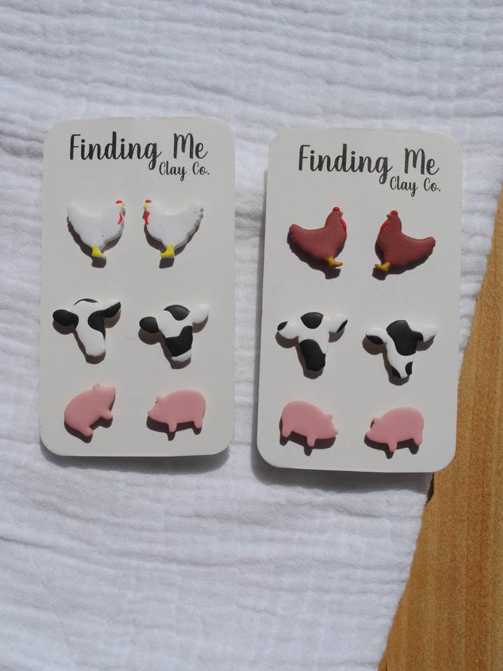 Farm Animal Studs for wholesale by Finding Me Clay Co