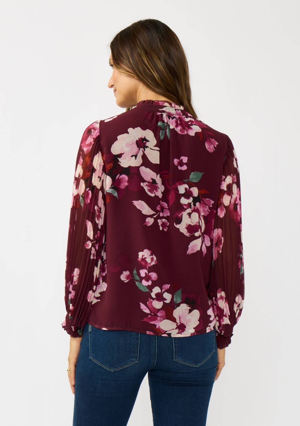 VIN/ROSE POUSSIÉREUX Blouse à boutons florale à manches plissées en vente sur Faire2