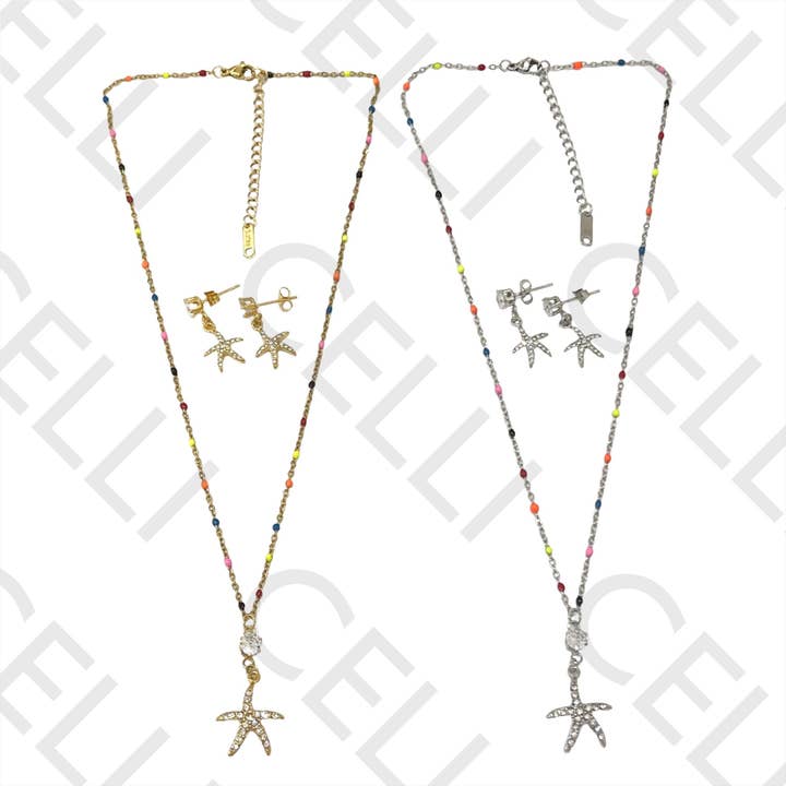 Stålhalsband/örhänge - sjöstjärna för wholesale av Celli Biju