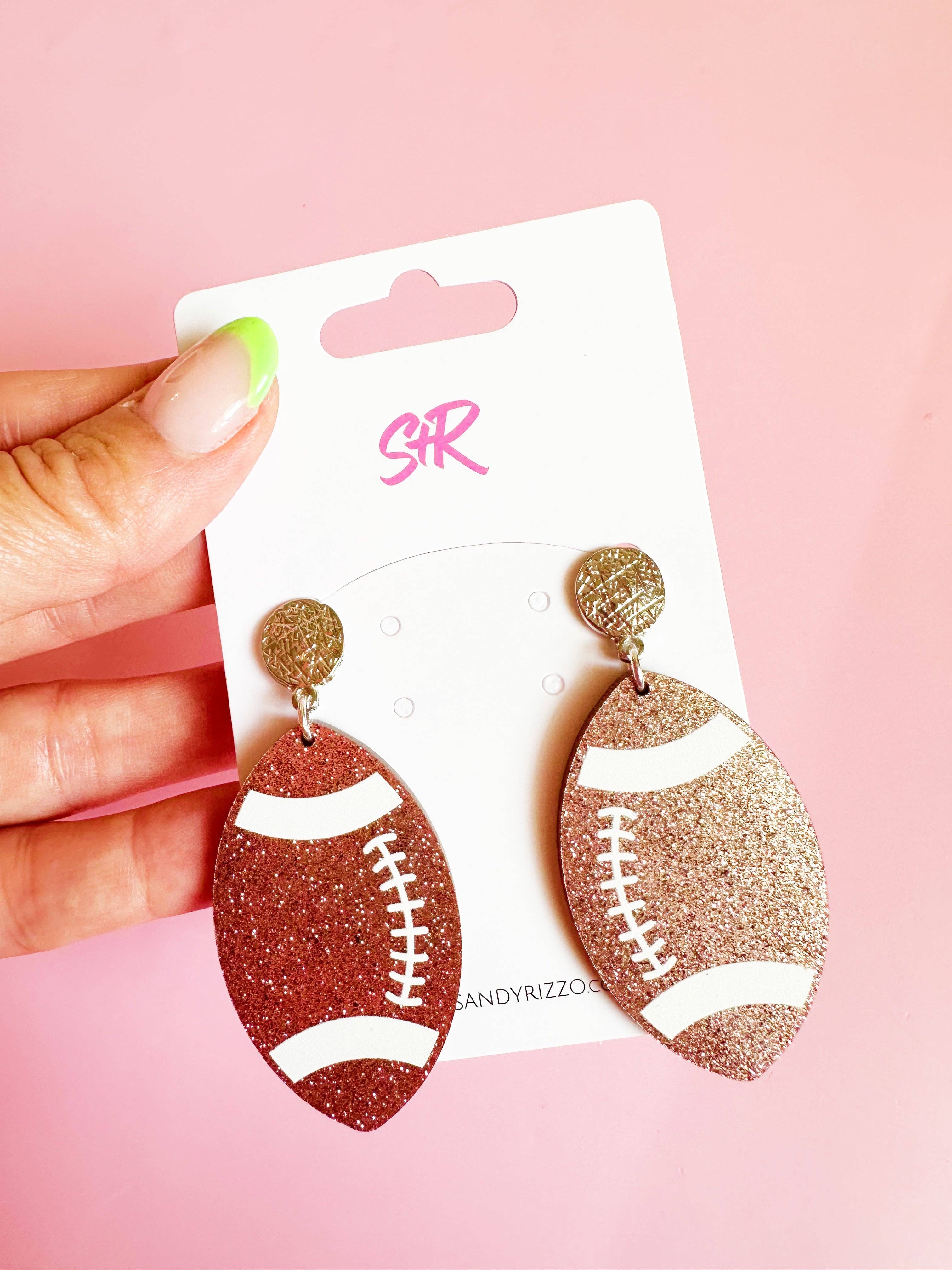 Sandy + Rizzo - Vente Boucles d'oreilles pendantes - Ballon de football traditionnel en acrylique1
