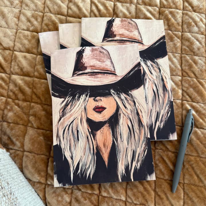 You're Golden Co. - Wholesale Notebook - Blank Lined Notebook : Painting of Blonde Cowgirl 2