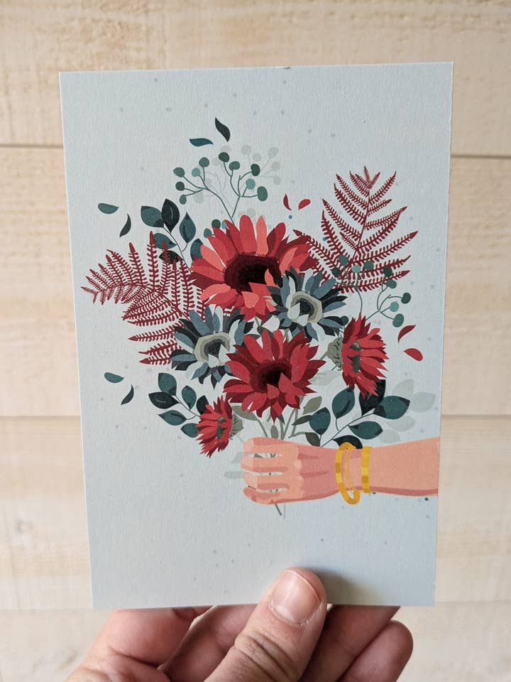 Cartolina Bouquet Esméralda per la vendita all'ingrosso da parte di Mathilde Garcia Illustration