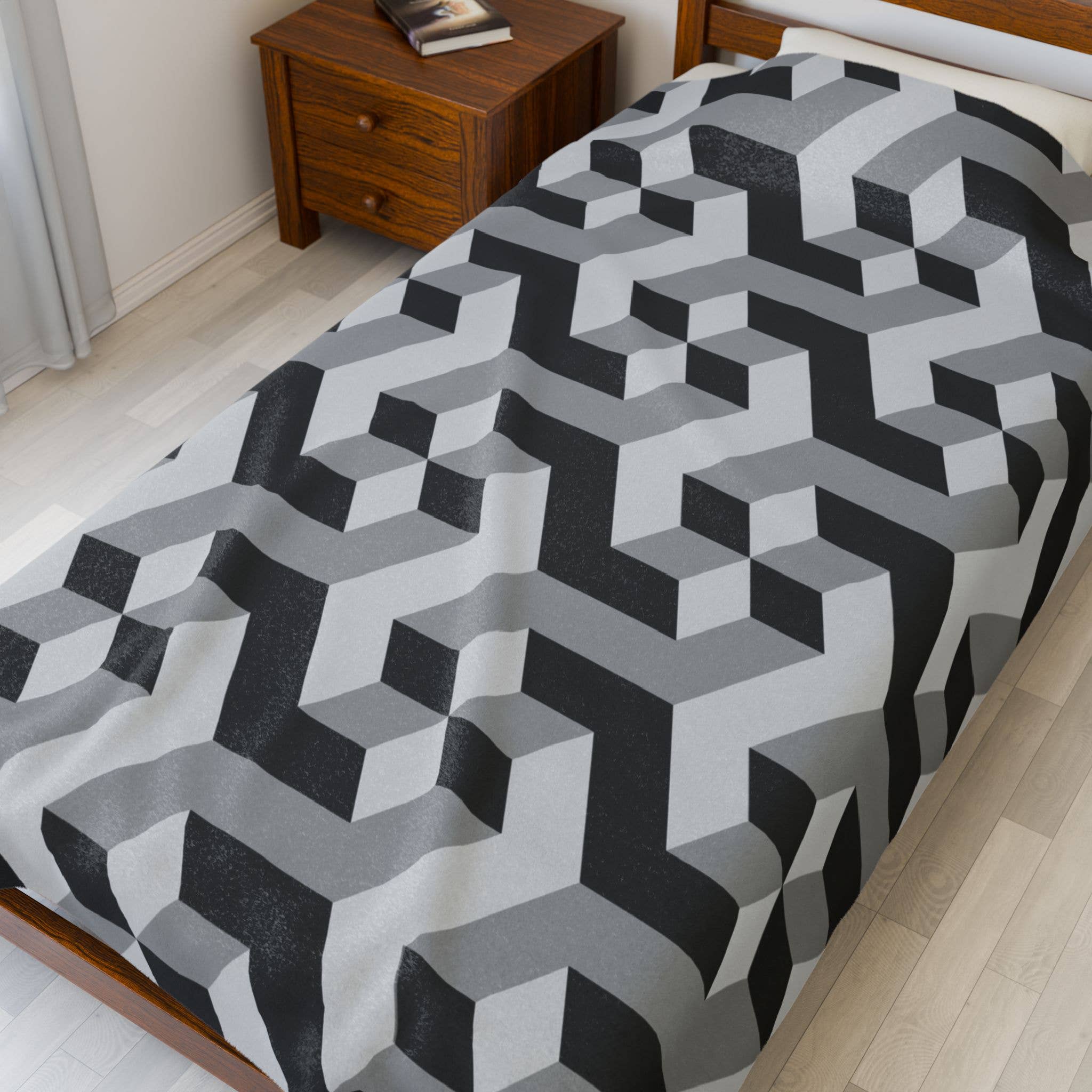 Ohhh So Swag - Wholesale Throw Blanket - Grey Black Geometric Blanket, Gray Throw Blanket 60x80 | US3