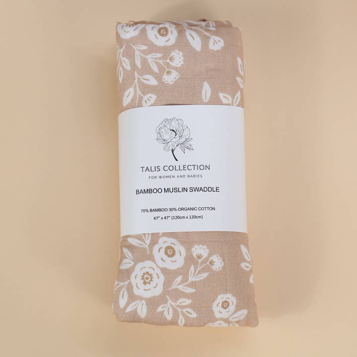 Fleur Baby Muslin Organic Cotton Swaddle for wholesale by Talis Collection