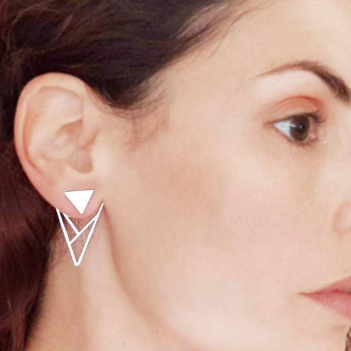 Triangle Ear Jackets Geometrische Ohrringe Gold/Silber für den Großhandel von Shany Design Studio