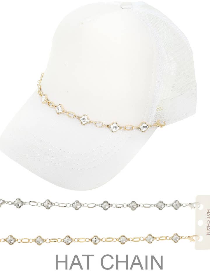 2pc Clover Theme Crystal Trucker Hat Chain for wholesale by SP Sophia Collection
