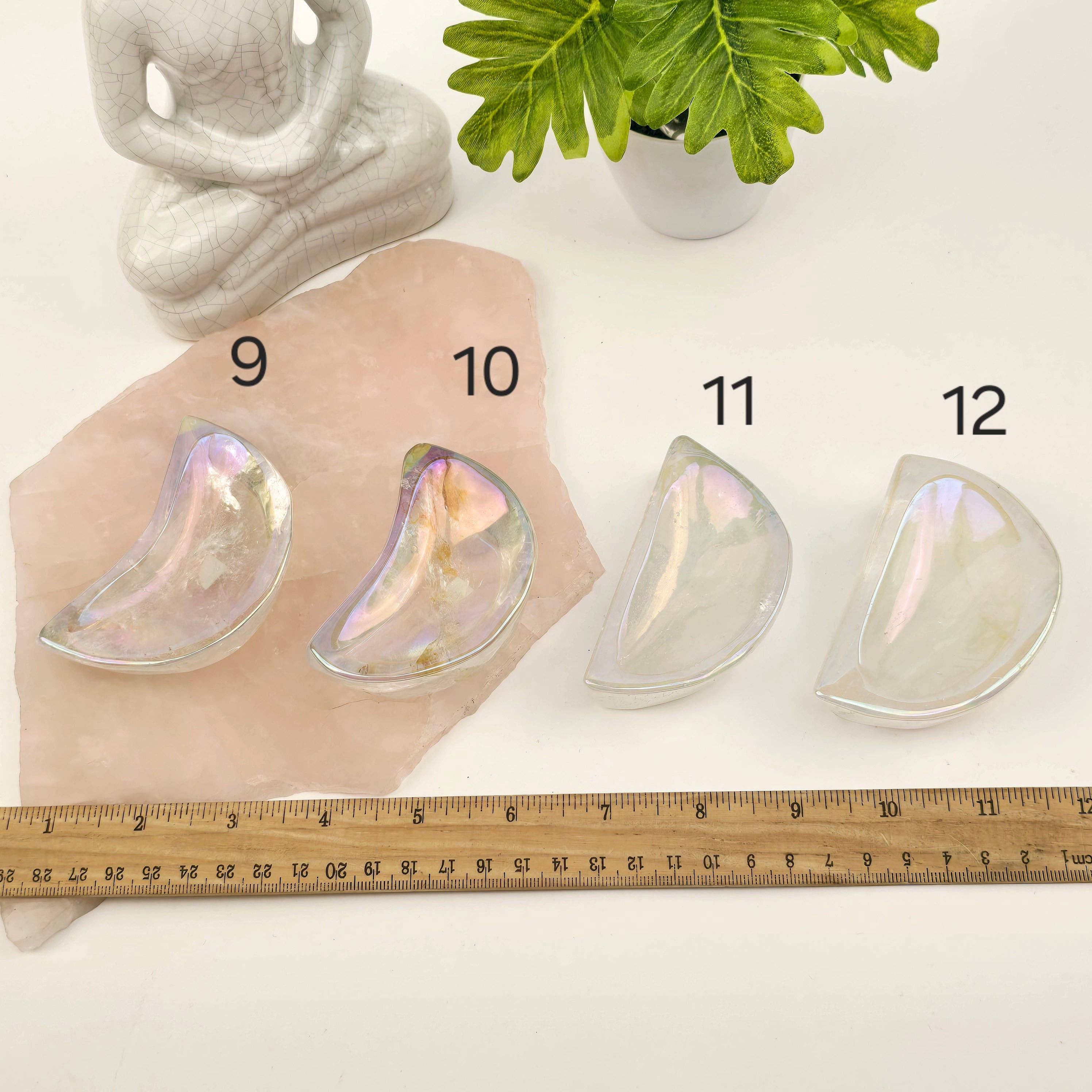 Rock Paradise - Wholesale Spiritual Stone/Crystal - Angel Aura Crystal Quartz Moon Bowls - You Choose #18