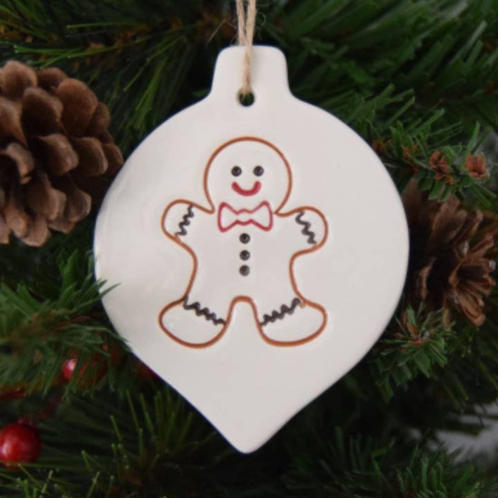 Christmas - Gingerbread - Handmade ceramic bauble for wholesale by Broadlands Pottery
