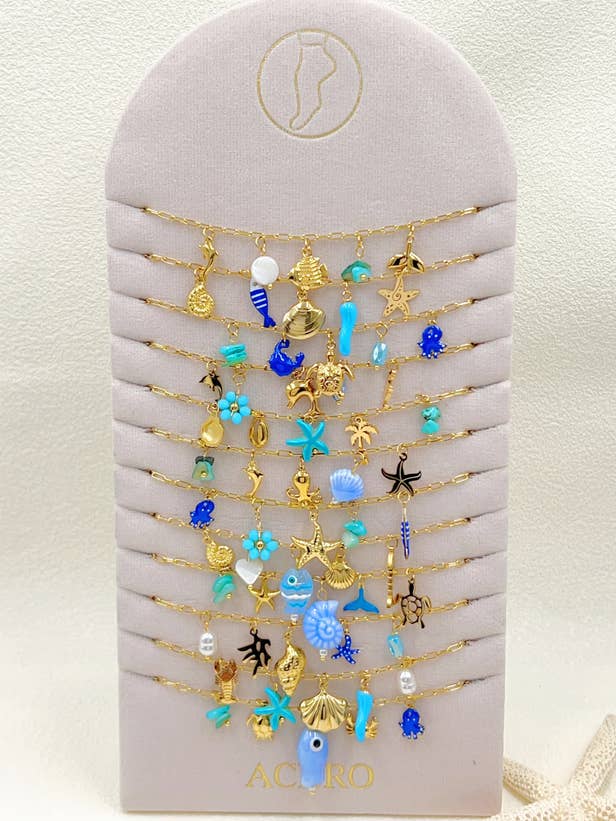 12-pack fotledskedjor i rostfritt stål + display för wholesale av susurros de madera