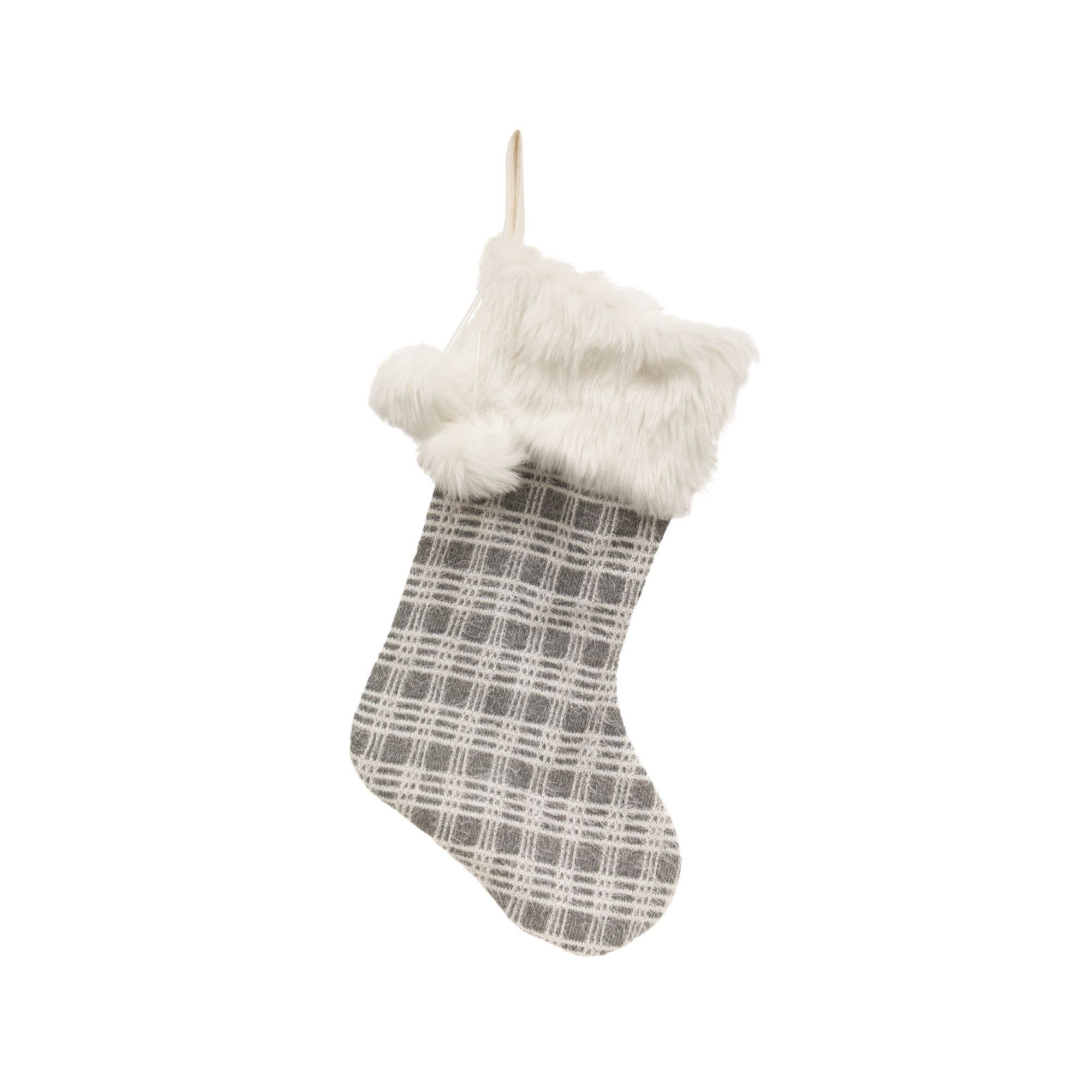 Bright Ideas - Wholesale Holiday Stocking - Gray and White Plaid Stocking0