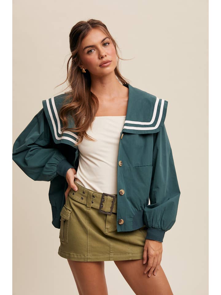 Listicle - Wholesale Jacket - Women's - Sailor Collar Button-Up Jacket LJ0188